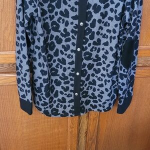 Leopard Print Women's Shirt - Black and Gray